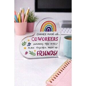 Coworker Friendship Acrylic Plaque Rainbow Desk Sign Gift Office Decor